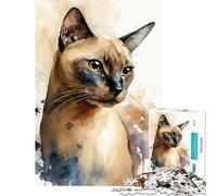 Puzzle de 1000 pièces pour Adultes Chat Tonkinois Aquarelle Défi intellectuel Jeu addictif Décoration Murale Idée Cadeau (Dimensions 38x26m)