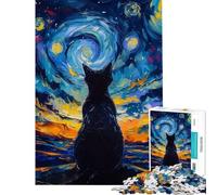 Puzzle de 1000 pièces pour Adultes Chat Van Gogh Jeux de détente Une œuvre d'art Difficile et stimulante (Dimensions 50x75cm)