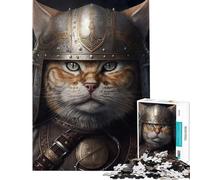 Puzzle de 1000 pièces pour Adultes Chat Viking casqué Jeu intellectuel Casse-tête Analyse et logique Idée Cadeau Dimensions 38x52m
