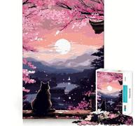 Puzzle de 1000 pièces pour Adultes, Chat Zen, Art Pixel Art Ukiyoe, découpe précise, Jeu de réflexion Amusant, Loisir, activité d'anniversaire (38x26cm)