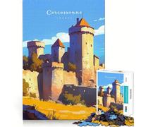 Puzzle de 1000 pièces pour Adultes Château de Carcassonne Jeu de Construction aux Bords Fins Jeu cognitif et Relaxant Décoration Murale de Noël (38x26cm)