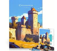 Puzzle de 1000 pièces pour Adultes Château de Carcassonne Jeu de réflexion Amusant et précis Activité de Loisirs et d'anniversaire (50x75cm)