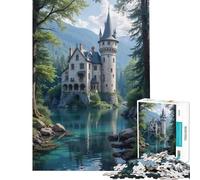 Puzzle de 1000 pièces pour Adultes Château de Pierre au Bord du lac Puzzles pour Adolescents Jeux de Famille Une œuvre d'art Activités Amusantes à la Maison (Dimensions 38x26cm)