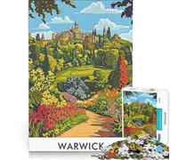 Puzzle de 1000 pièces pour Adultes Château de Warwick et Jardin Jeu Impossible décompression intellectuelle idéal pour la décoration de Bureau 38x26cm
