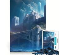 Puzzle de 1000 pièces pour Adultes Château,mythologie,Cascade Décoration soignée,Jeu d'esprit,Divertissement et Cadeau de Noël (50x75cm)
