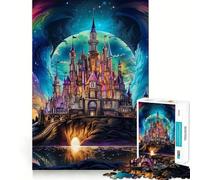 Puzzle de 1000 pièces pour Adultes Château,Paysage Magique,pièces aux découpes nettes,Jeu de réflexion,Moment de détente et de Divertissement,scène de Noël (50x75cm)
