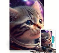 Puzzle de 1000 pièces pour Adultes Chaton bébé Portrait Astro Jeu de réflexion Amusant et précis pour se détendre et s'amuser Cadeau d'anniversaire (38x26cm)