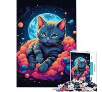 Puzzle de 1000 pièces pour Adultes Chaton Bleu Russe pour stimuler Le Cerveau idéal pour Passer Le Temps en Famille Pendant Les Vacances à la Maison (38x52cm)