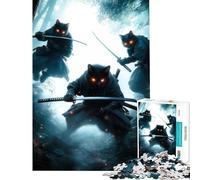 Puzzle de 1000 pièces pour Adultes Chats Ninjas avec épées Jeu Manuel et éducatif Cadeau d'anniversaire pour Toute la Famille (Dimensions 75x50cm)