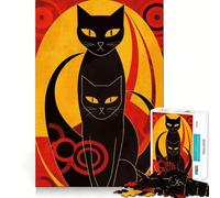 Puzzle de 1000 pièces pour Adultes Chats Noirs Jeu de Finition Parfaite,Casse-tête,Jeu d'attente,décor de Noël (50x75cm)