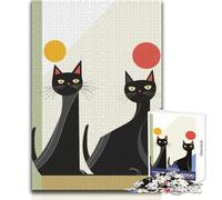 Puzzle de 1000 pièces pour Adultes - Chats Noirs Originaux aux Formes géométriques - Jeu éducatif - Décoration intérieure - Cadeau d'anniversaire - Dimensions:38x26cm
