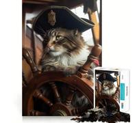 Puzzle de 1000 pièces pour Adultes Chats Pirates II Jeu d'adresse Amusant et Fluide Idéal pour Les Moments de détente et de Plaisir,Parfait pour Un Anniversaire (38x52cm)