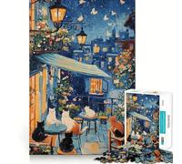 Puzzle de 1000 pièces pour Adultes Chats sur Un Balcon Parisien Jeu de réflexion aux découpes nettes Jeu Amusant pour Passer Le Temps Cadeau d'anniversaire (38x52cm)