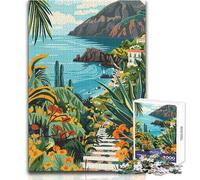 Puzzle de 1000 pièces pour Adultes - Chemin côtier Fleuri - Jeu de Puzzle Stimulant - Cadeau d'anniversaire - Dimensions 38x26cm