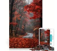 Puzzle de 1000 pièces pour Adultes Chemin d'automne à Travers la forêt Découpe précise Jeu de réflexion et de Loisirs Cadeau d'anniversaire Artistique (50x75cm)