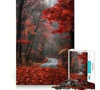 Puzzle de 1000 pièces pour Adultes Chemin d'automne à Travers la forêt Découpe Premium Jeu de réflexion et d'intelligence Activité ludique et apaisante Cadeau d'anniversaire Jeu Artistique (38x26cm)