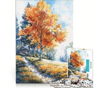 Puzzle de 1000 pièces pour Adultes Chemin d'automne éclatant Jeu de Construction Interaction Parent-Enfant renforce Les Liens d'amour au Sein du Couple 38x52cm