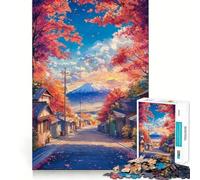 Puzzle de 1000 pièces pour Adultes Chemin d'automne vers Le Fuji Décoration soignée Jeu de réflexion Idéal pour se divertir Pendant Les Loisirs Cadeau d'anniversaire Artistique (50x75cm)