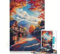 Puzzle de 1000 pièces pour Adultes Chemin d'automne vers Le Fuji Découpe précise Jeu de réflexion et de Loisirs Cadeau d'anniversaire Artistique et Amusant (50x75cm)