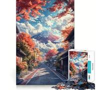 Puzzle de 1000 pièces pour Adultes « Chemin d'automne vers Le Fuji » Jeu de réflexion Amusant et précis, pour se détendre et s'amuser,Cadeau d'anniversaire (38x26cm)
