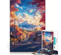 Puzzle de 1000 pièces pour Adultes Chemin d'automne vers Le Mont Fuji Un défi Artistique et cérébral Parfait Un Moment de détente et de Plaisir Cadeau d'anniversaire idéal (50x75cm)