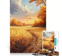 Puzzle de 1000 pièces pour Adultes Chemin de blé d'automne Découpe précise Jeu d'adresse et de réflexion Loisirs créatifs Cadeau d'anniversaire Artistique (38x52cm)
