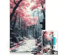 Puzzle de 1000 pièces pour Adultes,Chemin de cerisiers en Fleurs,Paysage Japonais,Découpe précise,Jeu de réflexion Amusant pour Passer Le Temps,Cadeau d'anniversaire (38x26cm)