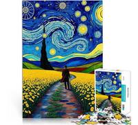 Puzzle de 1000 pièces pour Adultes Chemin de la Nuit étoilée Jouets de Divertissement Familial Une œuvre d'art 75x50cm