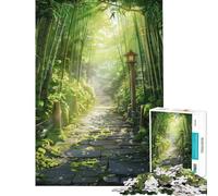 Puzzle de 1000 pièces pour Adultes Chemin de Pierres à Travers Une forêt de bambous Jeu de Construction Décoration Parfaite Défi éducatif (Dimensions 75x50cm)