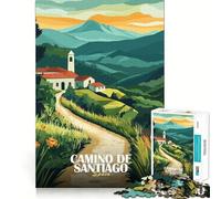 Puzzle de 1000 pièces pour Adultes Chemin de Saint-Jacques-de-Compostelle,Espagne Paysage Artistique Jeu de logique et d'ajustement précis Idéal pour des Moments de détente et de Plaisir Cadeau d