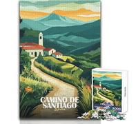 Puzzle de 1000 pièces pour Adultes - Chemin de Saint-Jacques-de-Compostelle, Espagne - Paysage Artistique - Jeu de réflexion Familial - Apprentissage et Apprentissage - Jouet éducatif 50x75cm