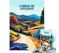 Puzzle de 1000 pièces pour Adultes Chemin de Saint-Jacques-de-Compostelle Espagne Paysage Artistique Défi intellectuel Jouet addictif Jeu Familial Décoration intérieure Idée Cadeau (50x75cm)