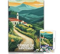 Puzzle de 1000 pièces pour Adultes - Chemin de Saint-Jacques-de-Compostelle, Espagne - Paysage - Jeu d'art et de réflexion - Cadeau d'anniversaire idéal - Dimensions 38x52cm