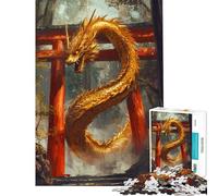 Puzzle de 1000 pièces pour Adultes Chemin de Torii du Dragon Jeu Japonais Stimulant à compléter Décoration Parfaite Jeux Amusants Convient aux 14 Ans et Plus (38x26cm)