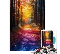 Puzzle de 1000 pièces pour Adultes Chemin forestier d'automne avec Feuilles colorées Jeu Familial Décoration intérieure Niveau Difficile et Stimulant (38x26cm)