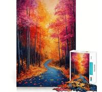 Puzzle de 1000 pièces pour Adultes Chemin forestier d'automne Découpe précise Jeu de réflexion Artistique Loisirs créatifs Cadeau d'anniversaire Amusant (38x26cm)