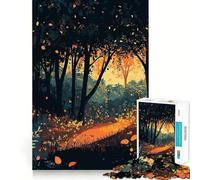 Puzzle de 1000 pièces pour Adultes Chemin forestier d'automne Découpe précise Jeu de réflexion Artistique Loisirs créatifs Cadeau d'anniversaire Amusant (50x75cm)