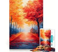 Puzzle de 1000 pièces pour Adultes Chemin forestier d'automne Découpe Premium Jeu intellectuel Activité ludique et apaisante Anniversaire Jeu Artistique (38x26cm)