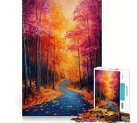 Puzzle de 1000 pièces pour Adultes Chemin forestier d'automne Jeu de réflexion Amusant et Complexe pour se détendre et s'amuser Cadeau d'anniversaire (50x75cm)