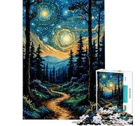 Puzzle de 1000 pièces pour Adultes Chemin forestier sous Un Ciel étoilé Jeu de réflexion et Anti-Stress Idéal comme Cadeau (Dimensions 38x26cm)