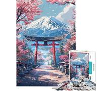 Puzzle de 1000 pièces pour Adultes Chemin sacré des cerisiers en Fleurs vers Le Mont Fuji Jeu Anti-Stress Décoration Murale Défi éducatif (Dimensions 38x52cm)