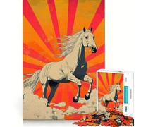 Puzzle de 1000 pièces pour Adultes Cheval Blanc au Galop »,Casse-tête logique,découpe de précision,Bords Lisses, pour Les réunions de Famille (50x75cm)