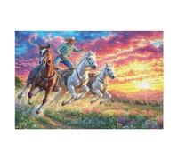 Puzzle De 1000 Pièces pour Adultes Cheval d’équitation Western 1000 PCS 75x50cm Activité Vacances D'Été Idéal pour Voyage Vacances Loisir À La Maison Hobby Relaxant Cadeau