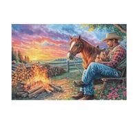 Puzzle De 1000 Pièces pour Adultes Cheval d’équitation Western 1000 PCS 75x50cm Écologique Sécurisé Non Toxique Parfait pour Usage Familial Adapté À Tous Les Âges Cadeau