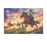 Puzzle De 1000 Pièces pour Adultes Cheval d’équitation Western 1000 PCS 75x50cm Niveau Intermédiaire pour Amélioration Compétences Idéal pour Entraînement Pensée Logique