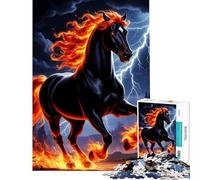 Puzzle de 1000 pièces pour Adultes Cheval de feu et Paysage orageux Jeu éducatif et ludique décoration intérieure pour Un Père Noël Secret (38x26cm)