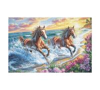 Puzzle De 1000 Pièces pour Adultes Cheval Océan Vague 75x50cm Niveau Intermédiaire pour Amélioration Compétences Idéal pour Entraînement Pensée Logique