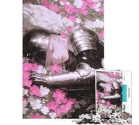 Puzzle de 1000 pièces pour Adultes Chevalier endormi dans Les Fleurs Jeu de précision et de découpe Pratique Convient aux 14 Ans et Plus 38x26cm
