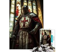 Puzzle de 1000 pièces pour Adultes Chevalier médiéval dans Une église Puzzle pour Adolescents Idéal pour se divertir à la Maison stimuler Son Cerveau Cadeau d'anniversaire Original (50x75cm)