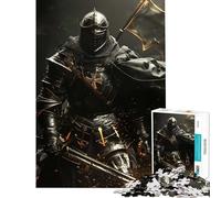 Puzzle de 1000 pièces pour Adultes Chevalier médiéval en Armure Sombre Jeu éducatif et Stimulant idéal pour se détendre améliorer sa mémoire ou comme Cadeau d'anniversaire (38x26cm)